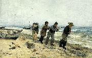 fritz thaulow hjemvendende fiskere Sweden oil painting reproduction